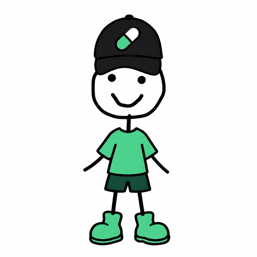 Pump Degen character in a black pill cap